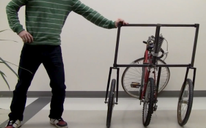 Pushing the bricycle
